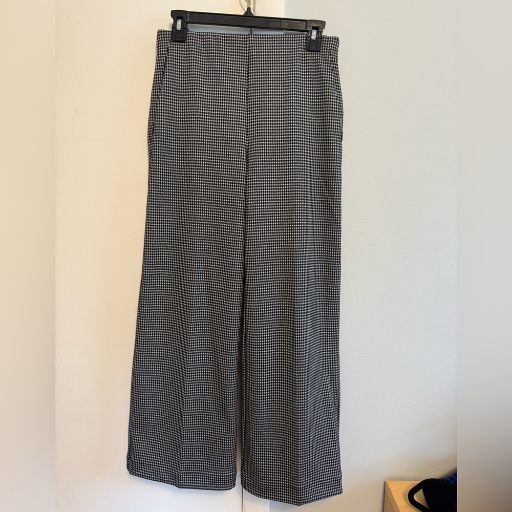 LOFT Black and White Checkered Trousers